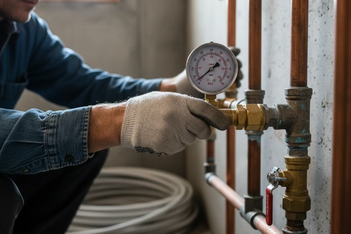 Pressure testing a repaired line during Water Line Repair in Dorsey